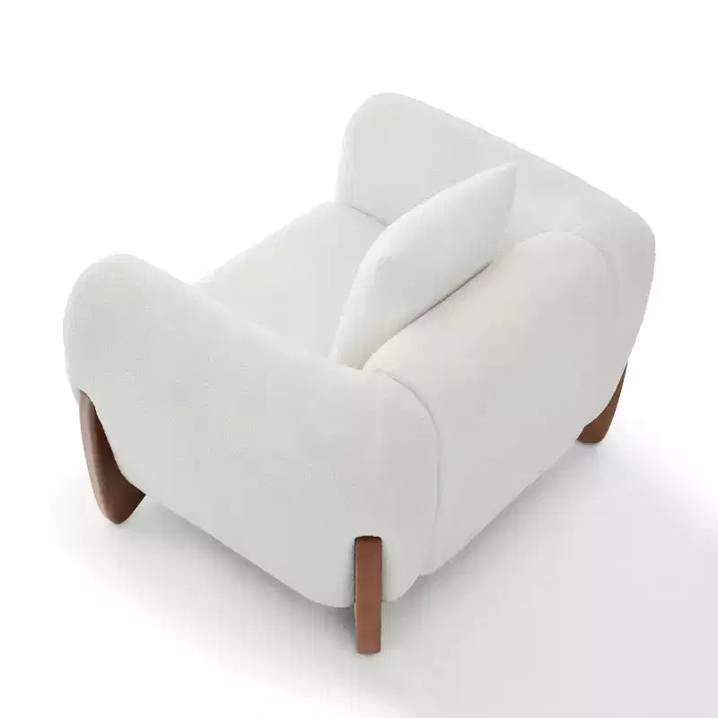 Poltrona moderna Mid-Century con braccioli e tessuto in lana d'agnello, sedie da soggiorno imbottite con cuscino lombare - Morden Fort