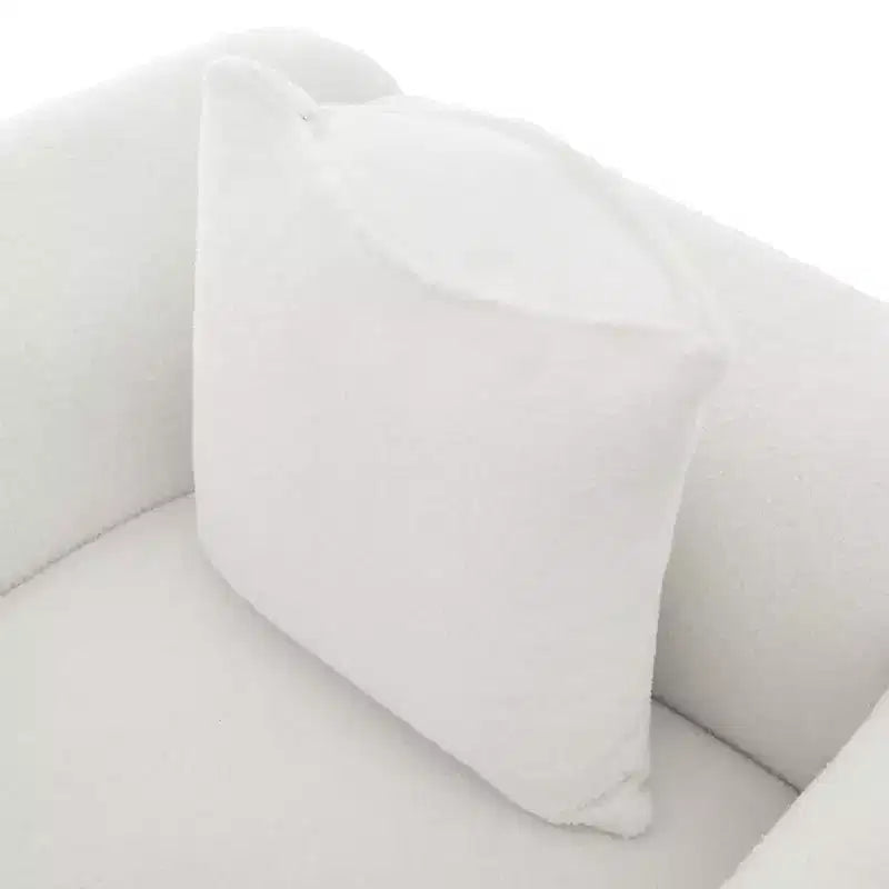 Poltrona moderna Mid-Century con braccioli e tessuto in lana d'agnello, sedie da soggiorno imbottite con cuscino lombare - Morden Fort