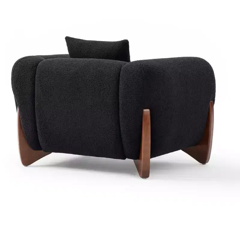 Poltrona moderna Mid-Century con braccioli e tessuto in lana d'agnello, sedie da soggiorno imbottite con cuscino lombare - Morden Fort