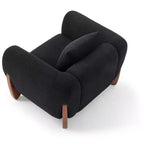 Poltrona moderna Mid-Century con braccioli e tessuto in lana d'agnello, sedie da soggiorno imbottite con cuscino lombare - Morden Fort