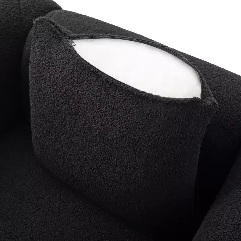 Poltrona moderna Mid-Century con braccioli e tessuto in lana d'agnello, sedie da soggiorno imbottite con cuscino lombare - Morden Fort