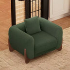 Poltrona moderna Mid-Century con braccioli e tessuto in lana d'agnello, sedie da soggiorno imbottite con cuscino lombare - Morden Fort