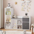 Scaffale per libri per bambini Libreria per bambini con sedile imbottito morbido Armadietto per giocattoli e angolo lettura per bambini, Armadio portaoggetti per bambini da 44,1 cm