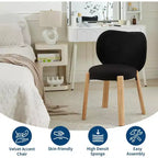 Sedia da trucco carina con schienale a cuore, Sgabello da trucco moderno in tessuto Teddy per spogliatoio, ufficio, camera da letto, sala da pranzo e soggiorno