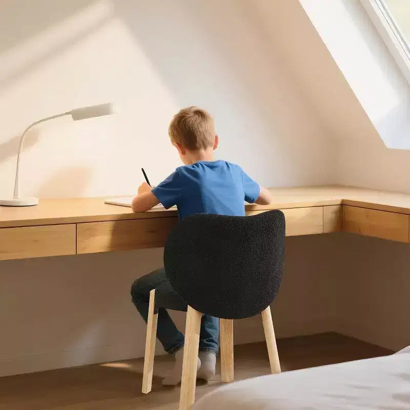 Sedia da trucco carina con schienale a cuore, Sgabello da trucco moderno in tessuto Teddy per spogliatoio, ufficio, camera da letto, sala da pranzo e soggiorno