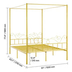 VEVOR Letto a baldacchino Queen Size, Letto a baldacchino in metallo con testiera minimalista e design a quattro pali, Supporto con doghe in acciaio resistente, Oro