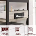Supporto per stampante, carrello mobile a 4 livelli con 2 prese e 2 porte USB - Supporto industriale su ruote (Ufficio domestico/Scanner/Fax)