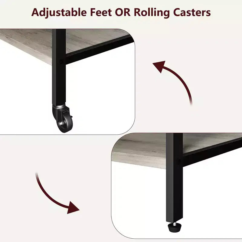 Supporto per stampante, carrello mobile a 4 livelli con 2 prese e 2 porte USB - Supporto industriale su ruote (Ufficio domestico/Scanner/Fax)