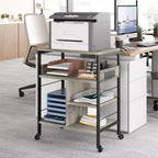 Supporto per stampante, carrello mobile a 4 livelli con 2 prese e 2 porte USB - Supporto industriale su ruote (Ufficio domestico/Scanner/Fax)