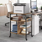 Supporto per stampante, carrello mobile a 4 livelli con 2 prese e 2 porte USB - Supporto industriale su ruote (Ufficio domestico/Scanner/Fax)