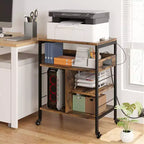 Printer Stand, 4-Tier Mobile Printer Cart with 2 Outlets & 2 USB Ports - Rolling Industrial Stand (Home Office/Scanner/Fax)