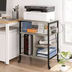 Supporto per stampante, carrello mobile a 4 livelli con 2 prese e 2 porte USB - Supporto industriale su ruote (Ufficio domestico/Scanner/Fax)