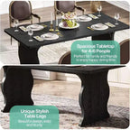 Lantine Tavolo da Pranzo per 4-6 Persone, Tavolo da Cucina Rettangolare Moderno da 160 cm, Grande Tavolo da Cucina e Sala da Pranzo Stile Rustico, Nero