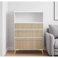 Modern Design Three Drawer Storage Cabinet,Bedroom Clothes Storage Can Be Used in Dining Room, Kitchen, Bedroom. White Solid Wood Frame
