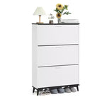 Armadietto scarpiera da 120 cm, scarpiera da ingresso con 3 cassetti a ribalta, organizer per scarpe in legno autoportante con gambe, per ingresso e corridoio