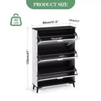 Armadietto scarpiera da 120 cm, scarpiera da ingresso con 3 cassetti a ribalta, organizer per scarpe in legno autoportante con gambe, per ingresso e corridoio