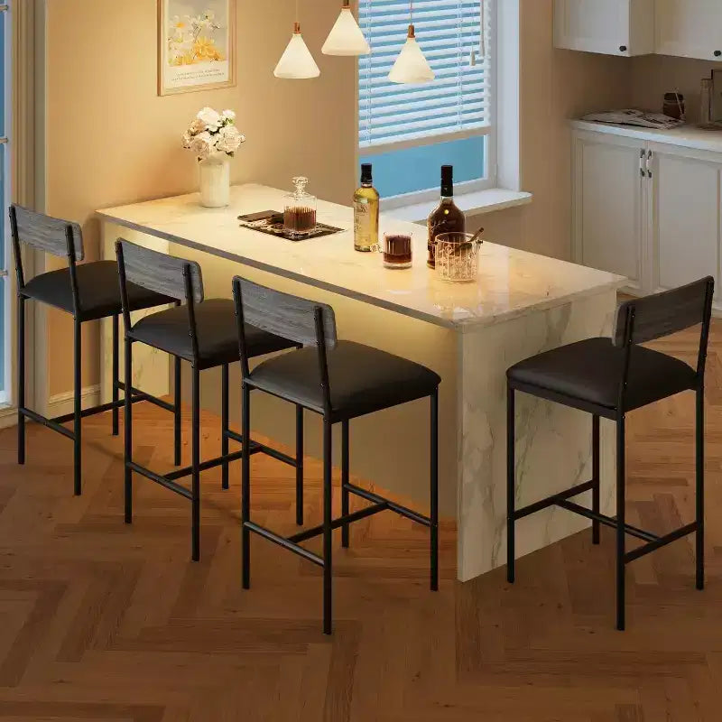 Set di 4 sgabelli da bar, sgabelli da bar da cucina con poggiapiedi, sgabelli da bancone imbottiti, sedie da bar con schienale per isola cucina, appartamento
