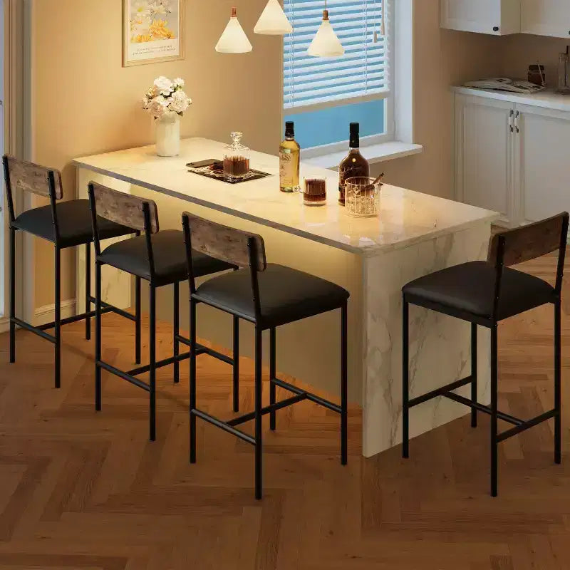 Set di 4 sgabelli da bar, sgabelli da bar da cucina con poggiapiedi, sgabelli da bancone imbottiti, sedie da bar con schienale per isola cucina, appartamento
