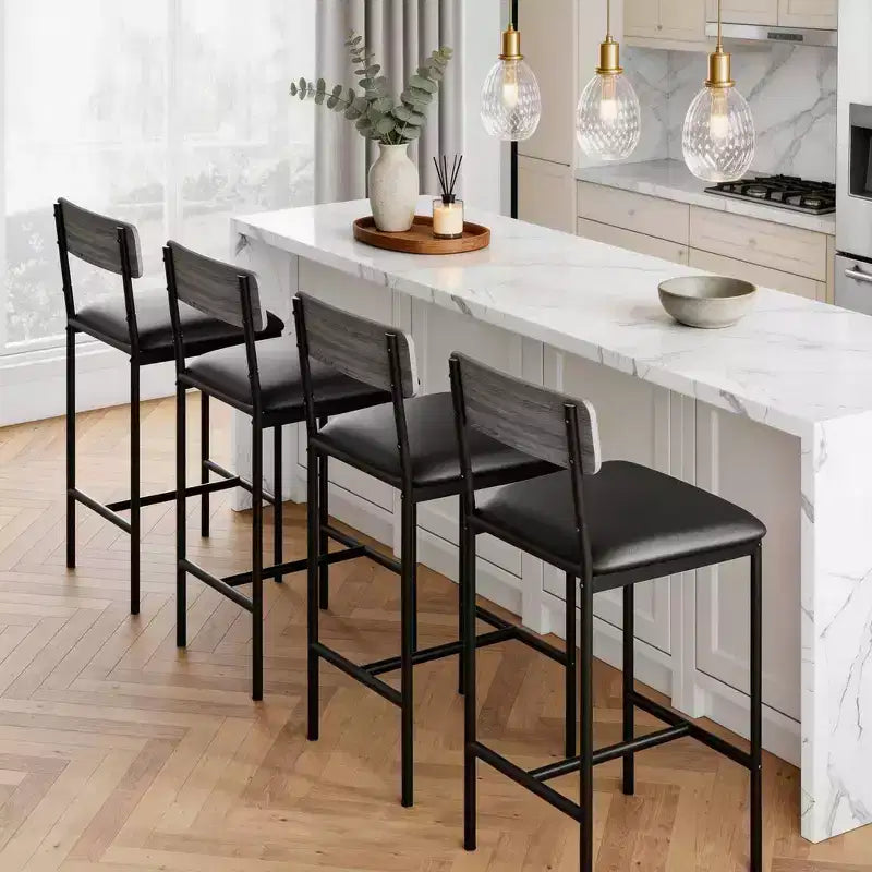 Set di 4 sgabelli da bar, sgabelli da bar da cucina con poggiapiedi, sgabelli da bancone imbottiti, sedie da bar con schienale per isola cucina, appartamento