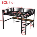 Letto a soppalco singolo XL in metallo con presa di corrente e luce LED, salvaspazio, a rumorosità ridotta, nero