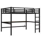 Letto a soppalco singolo XL in metallo con presa di corrente e luce LED, salvaspazio, a rumorosità ridotta, nero