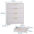 Cassettiera a 4 cassetti per camera da letto, comò in legno da 80 cm con maniglia dorata, organizer, comò per camera da letto e corridoio