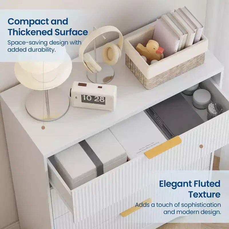 Cassettiera a 4 cassetti per camera da letto, comò in legno da 80 cm con maniglia dorata, organizer, comò per camera da letto e corridoio