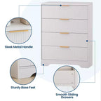 Cassettiera a 4 cassetti per camera da letto, comò in legno da 80 cm con maniglia dorata, organizer, comò per camera da letto e corridoio