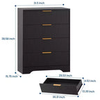 Cassettiera a 4 cassetti per camera da letto, comò in legno da 80 cm con maniglia dorata, organizer, comò per camera da letto e corridoio