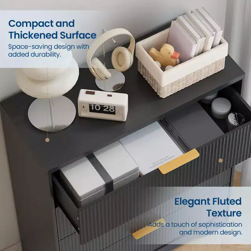 Cassettiera a 4 cassetti per camera da letto, comò in legno da 80 cm con maniglia dorata, organizer, comò per camera da letto e corridoio