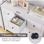 Comò a 7 cassetti per TV da 48 pollici, mobili organizer in legno moderni per soggiorno, camera da letto, ripostiglio, ufficio domestico