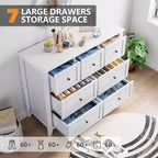 Comò a 7 cassetti per TV da 48 pollici, mobili organizer in legno moderni per soggiorno, camera da letto, ripostiglio, ufficio domestico