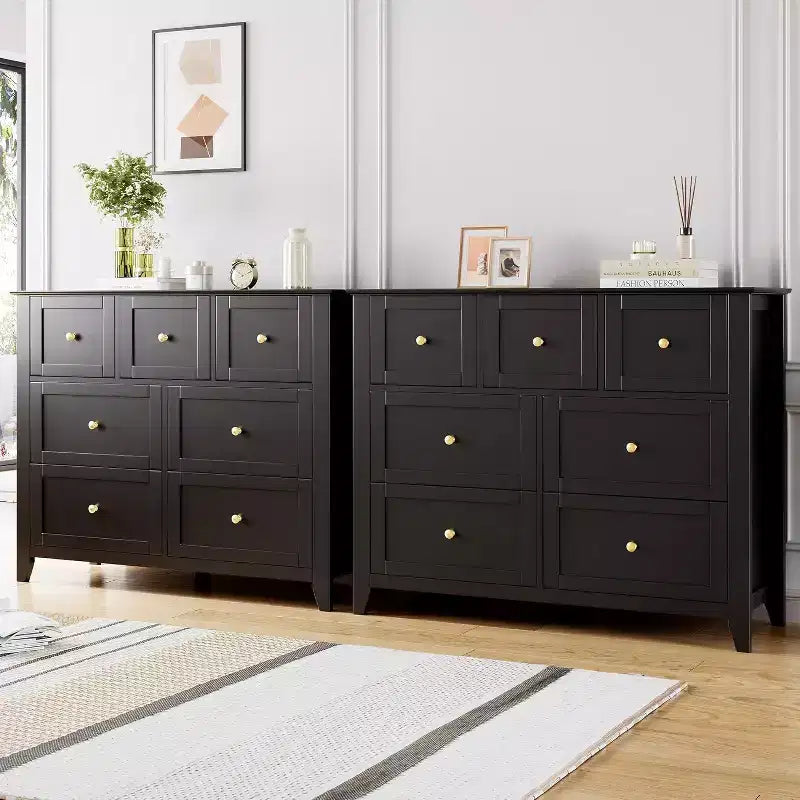 Comò a 7 cassetti per TV da 48 pollici, mobili organizer in legno moderni per soggiorno, camera da letto, ripostiglio, ufficio domestico