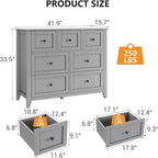Comò a 7 cassetti per TV da 48 pollici, mobili organizer in legno moderni per soggiorno, camera da letto, ripostiglio, ufficio domestico