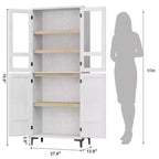 Coolmee Mobile Dispensa da Cucina Alto 180 cm, Armadio da Bagno a 5 Ripiani con 4 Ante, Scaffali Regolabili per Cucina, Sala da Pranzo, Bagno