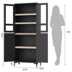 Coolmee Mobile Dispensa da Cucina Alto 180 cm, Armadio da Bagno a 5 Ripiani con 4 Ante, Scaffali Regolabili per Cucina, Sala da Pranzo, Bagno
