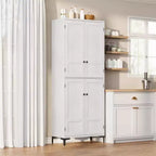 Coolmee Mobile Dispensa da Cucina Alto 180 cm, Armadio da Bagno a 5 Ripiani con 4 Ante, Scaffali Regolabili per Cucina, Sala da Pranzo, Bagno