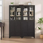 Coolmee Mobile Dispensa da Cucina Alto 180 cm, Armadio da Bagno a 5 Ripiani con 4 Ante, Scaffali Regolabili per Cucina, Sala da Pranzo, Bagno
