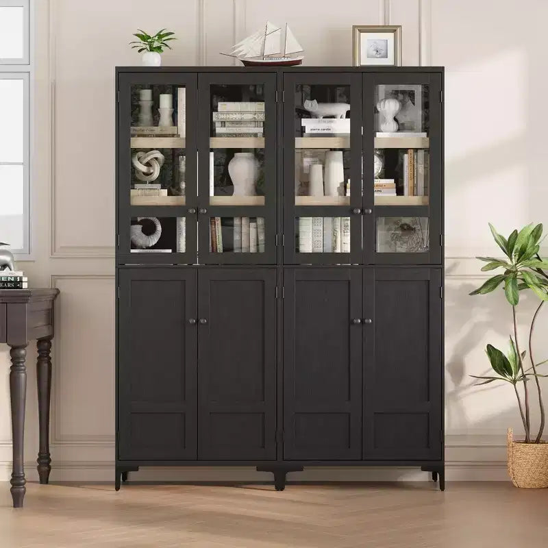 Coolmee Mobile Dispensa da Cucina Alto 180 cm, Armadio da Bagno a 5 Ripiani con 4 Ante, Scaffali Regolabili per Cucina, Sala da Pranzo, Bagno