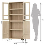 Coolmee Mobile Dispensa da Cucina Alto 180 cm, Armadio da Bagno a 5 Ripiani con 4 Ante, Scaffali Regolabili per Cucina, Sala da Pranzo, Bagno