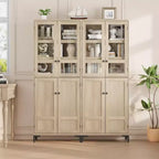 Coolmee Mobile Dispensa da Cucina Alto 180 cm, Armadio da Bagno a 5 Ripiani con 4 Ante, Scaffali Regolabili per Cucina, Sala da Pranzo, Bagno