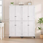 Coolmee Mobile Dispensa da Cucina Alto 180 cm, Armadio da Bagno a 5 Ripiani con 4 Ante, Scaffali Regolabili per Cucina, Sala da Pranzo, Bagno