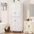 Coolmee 71 Inch Tall Storage Cabinet, Kitchen Pantry 5 Tier Bathroom Cabinet with 4 Doors Adjustable Shelves for Kitchen, Dining Room, Bathroom