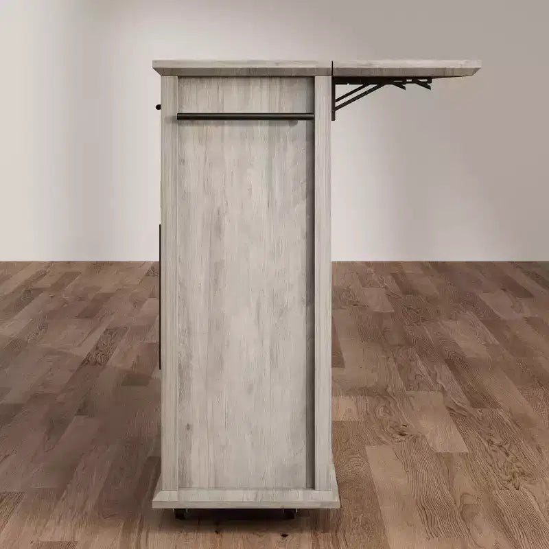 Coolmee Isola Carrello Cucina con Piano a Scomparsa, Carrello da Cucina con Contenitore, Carrello Microonde con Ruote, Carrello da Bar per Cucina con Porta Asciugamani