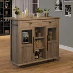 Coolmee Isola Carrello Cucina con Piano a Scomparsa, Carrello da Cucina con Contenitore, Carrello Microonde con Ruote, Carrello da Bar per Cucina con Porta Asciugamani