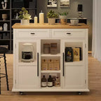 Coolmee Isola Carrello Cucina con Piano a Scomparsa, Carrello da Cucina con Contenitore, Carrello Microonde con Ruote, Carrello da Bar per Cucina con Porta Asciugamani