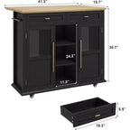 Coolmee Isola Carrello Cucina con Piano a Scomparsa, Carrello da Cucina con Contenitore, Carrello Microonde con Ruote, Carrello da Bar per Cucina con Porta Asciugamani