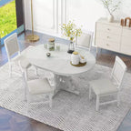 Set da pranzo retrò da 5 pezzi con tavolo allungabile e 4 sedie imbottite, prolunga da 40 cm, ideale per cucina e sala da pranzo