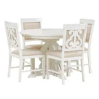Set da pranzo retrò da 5 pezzi con tavolo allungabile e 4 sedie imbottite, prolunga da 40 cm, ideale per cucina e sala da pranzo