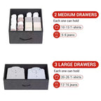 Comò a 5 cassetti per camera da letto, organizer con contenitori in tessuto, piano in legno, robusto telaio in acciaio, maniglia facile da tirare
